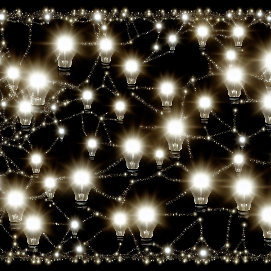 A tangled web of interconnected lightbulbs.