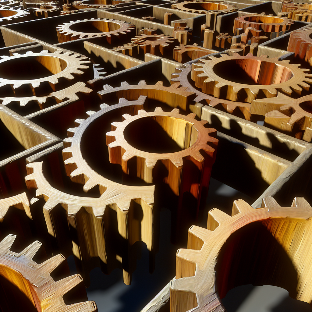 A maze of interconnected gears turning.