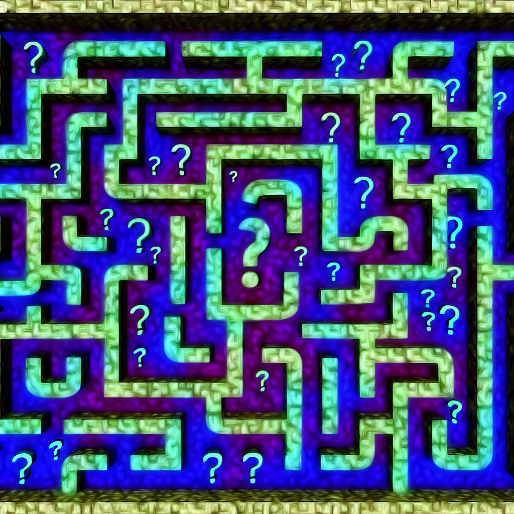 A maze of interconnected question marks.